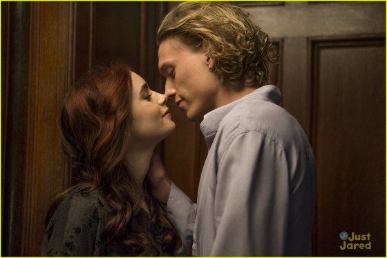 Lily Collins and Jamie Campbell Bower as Clary and Jace