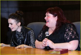 Cassandra Clare (with special guest Lily Collins) at a signing for 'Clockwork Princess' in March 2013.