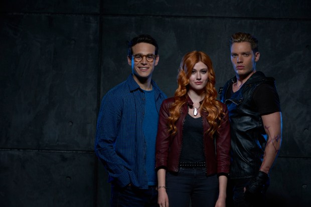 SHADOWHUNTERS - ABC Family's "Shadowhunters" stars Alberto Rosende as Simon Lewis, Katherine McNamara as Clary Fray and Dominic Sherwood as Jace Wayland. (ABC Family/Bob D'Amico)